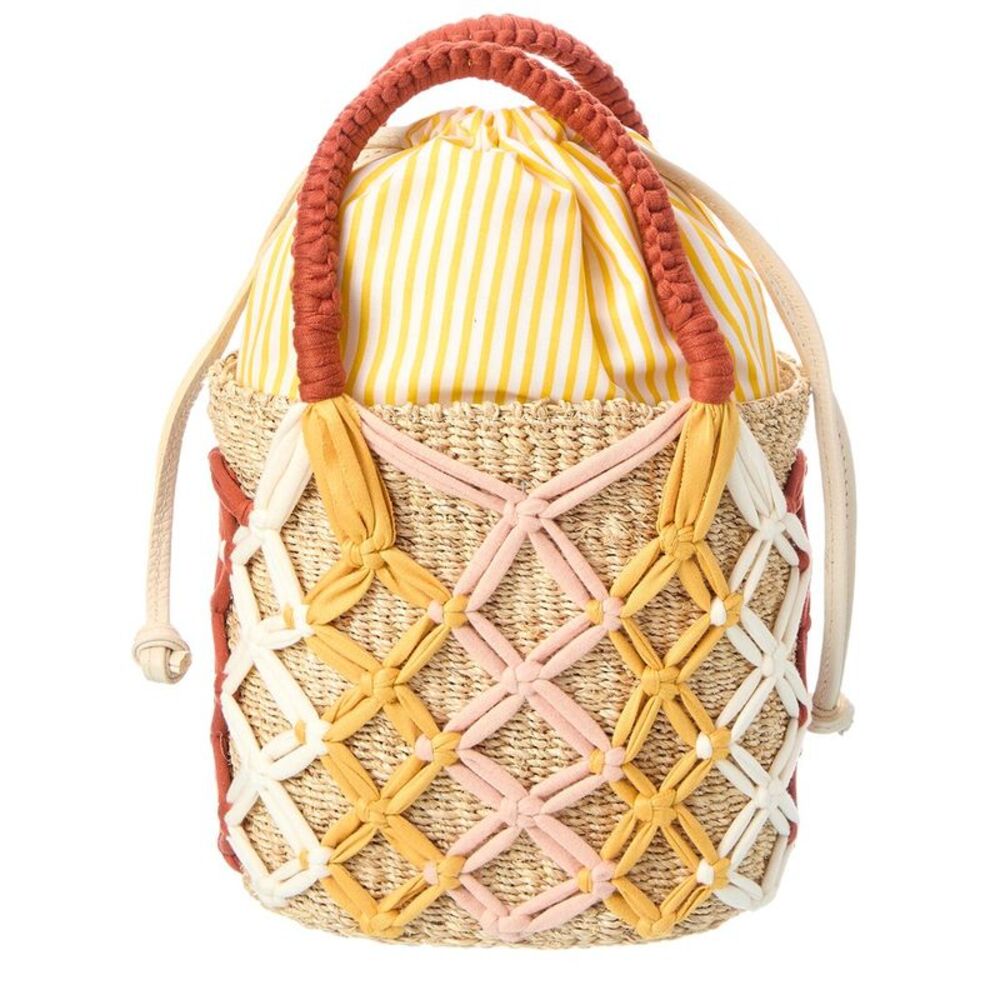 Rafé Michelle Straw Bucket Tote, Yellow